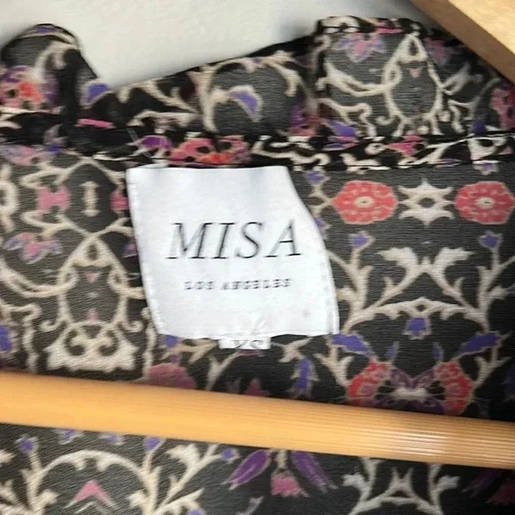 Misa Los Angeles black floral vera ruffle blouse - Picture 6 of 12